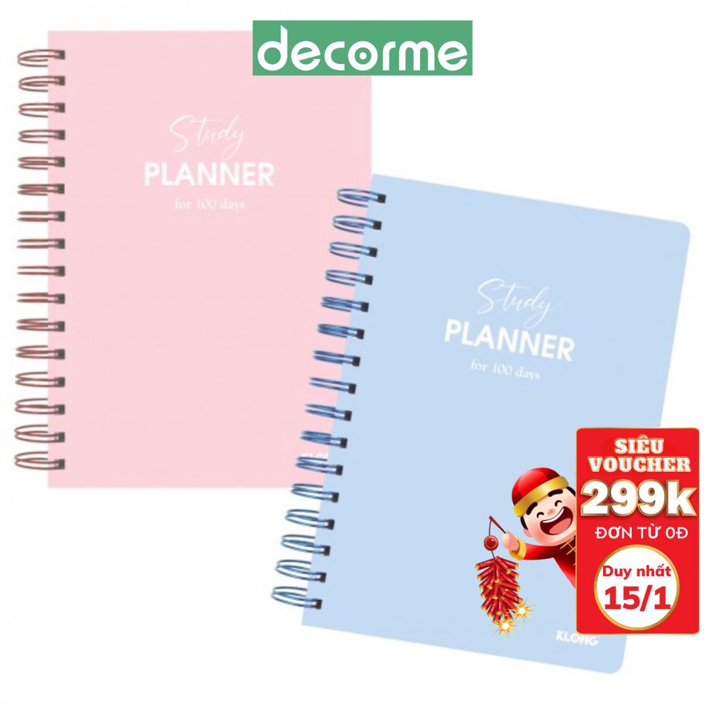 DecorMe Sổ lò xo kép study planner KLONG size A5, sổ kế hoạch ; MS: 946