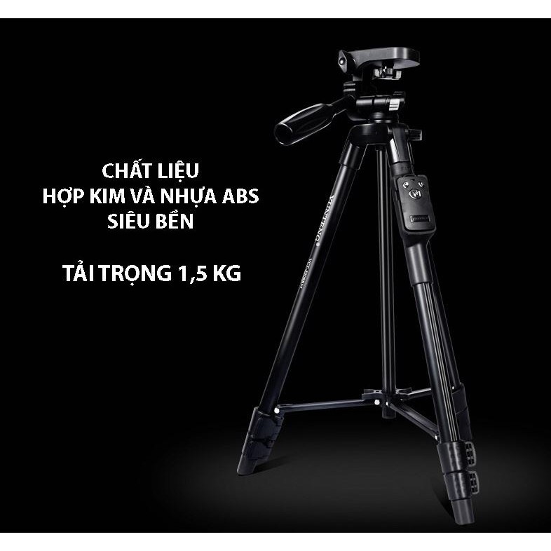 Tripod, giá đỡ điện thoại, gậy chụp ảnh tự sướng 3 chân quay tiktok selfie livestream Yunten 5208 xịn remote