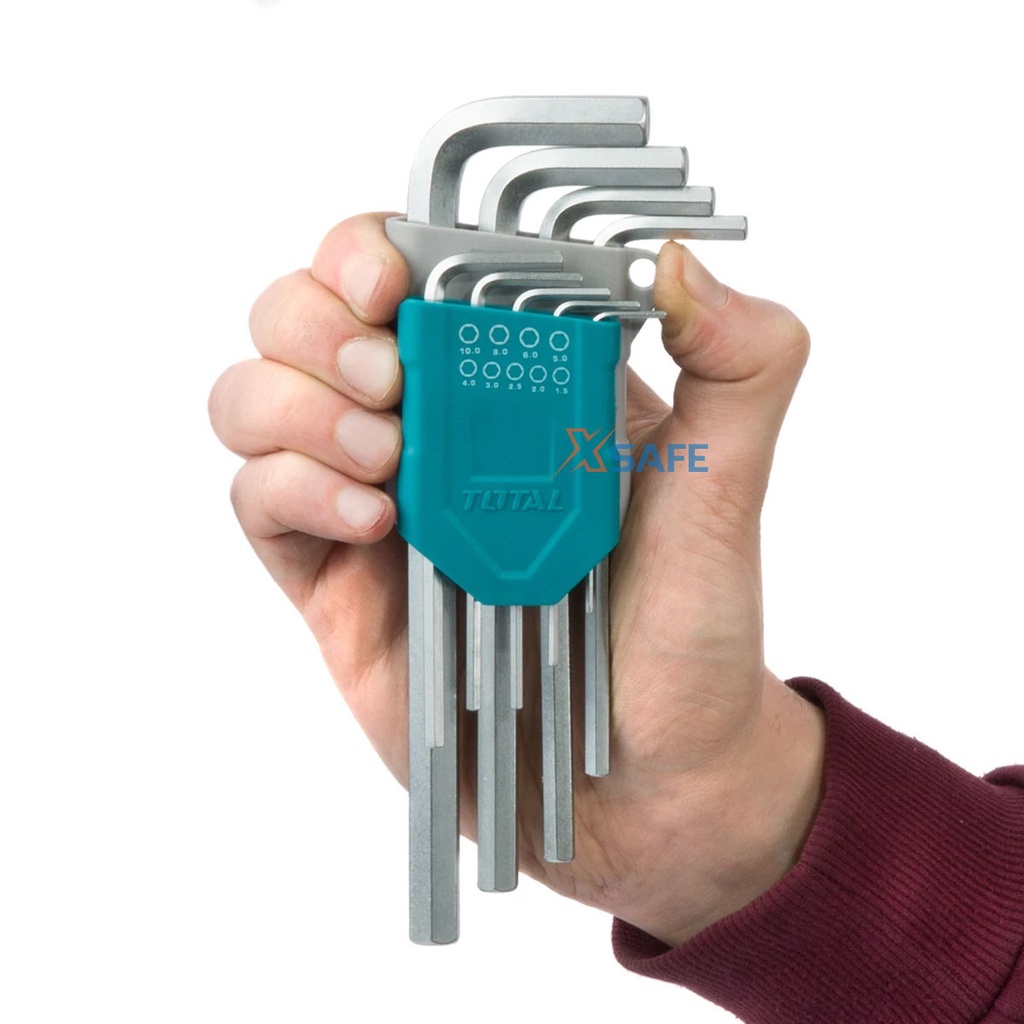 Bộ chìa lục giác đầu bằng TOTAL THT106191 chắc chắn, không rỉ sét Lục giác tôi luyện thép Cr-V bền bỉ, nhỏ gọn
