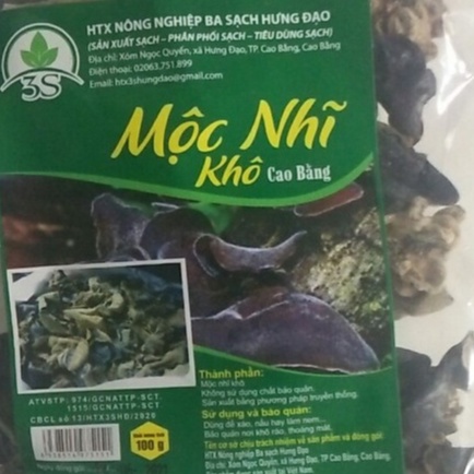 Mộc Nhĩ Khô Cao Bằng  Ba Sạch 100g