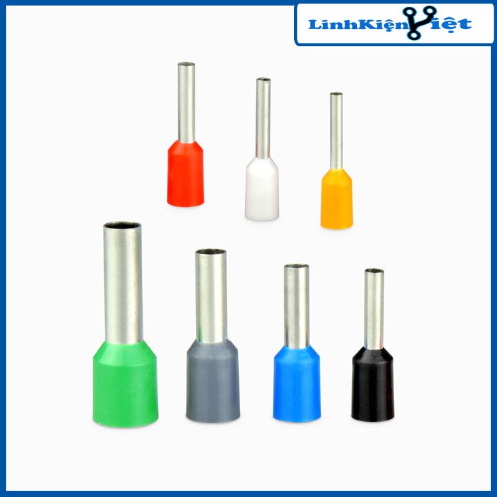 Đầu cos kim đặc PTV1.25-12 màu đỏ vàng xanh dương bọc phủ nhựa (gói 100 chiếc)