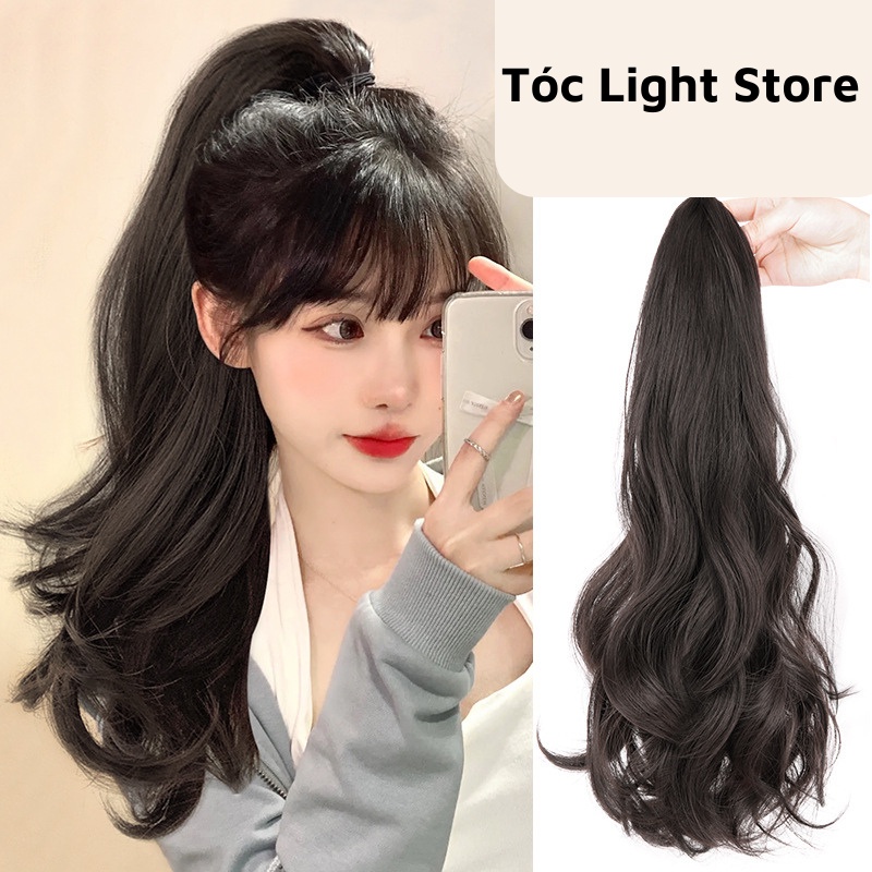 Tóc giả ngoạm xoăn đuôi sóng - Tóc giả nữ kẹp đuôi ngựa ngoặm xoăn sóng dài 45cm, 50cm - 32