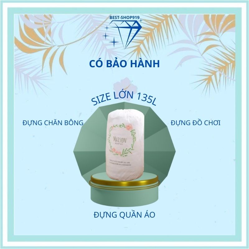 Túi Đựng Chăn Màn Quần áo có dây rút 135L bảo quản Chống Ẩm Mốc Chống Nước Ngăn Côn Trùng Gây Hại