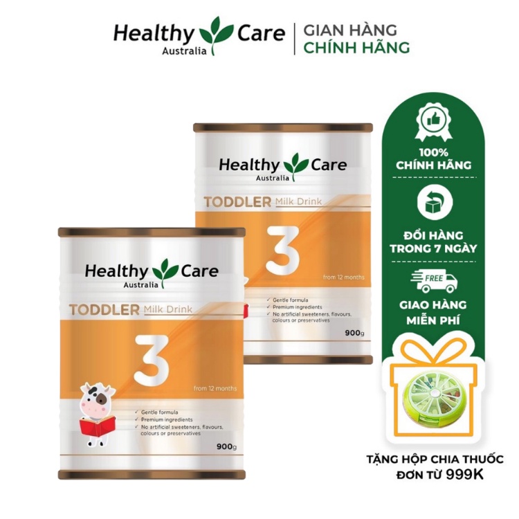 Combo 2 hôp Sữa bột Toddler Milk Drink Healthy Care số 3 của Úc - Bổ sung dưỡng chất giúp bé phát triển toàn diện (900g)