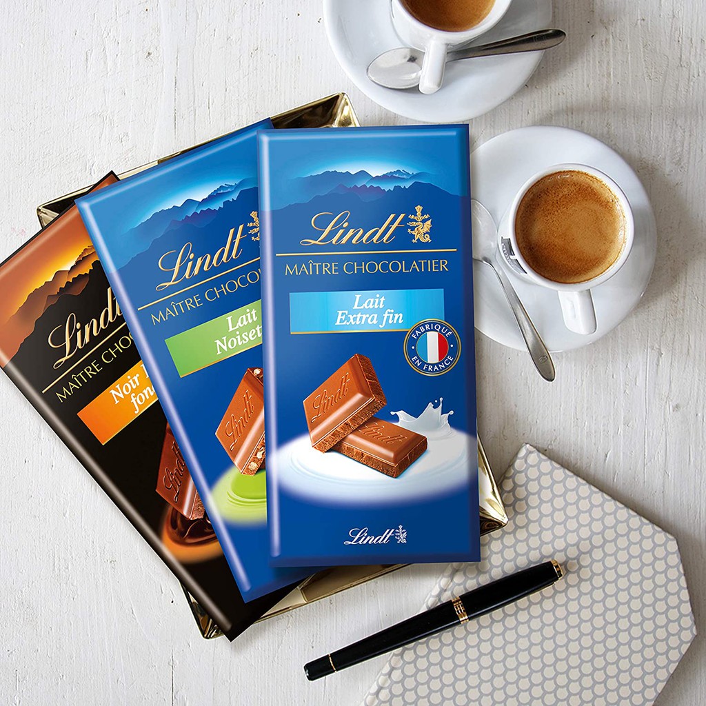 Socola sữa 110g - Lindt Maître Chocolatier Lait Extra Fin (Sô cô la nhập khẩu Pháp)