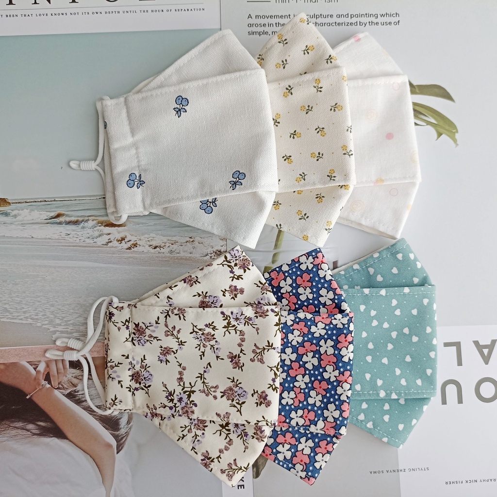 Khẩu trang vải phong cách Origami handmade Tiệm nhà Pony 3 lớp, 100% sợi tự nhiên hợp thời trang