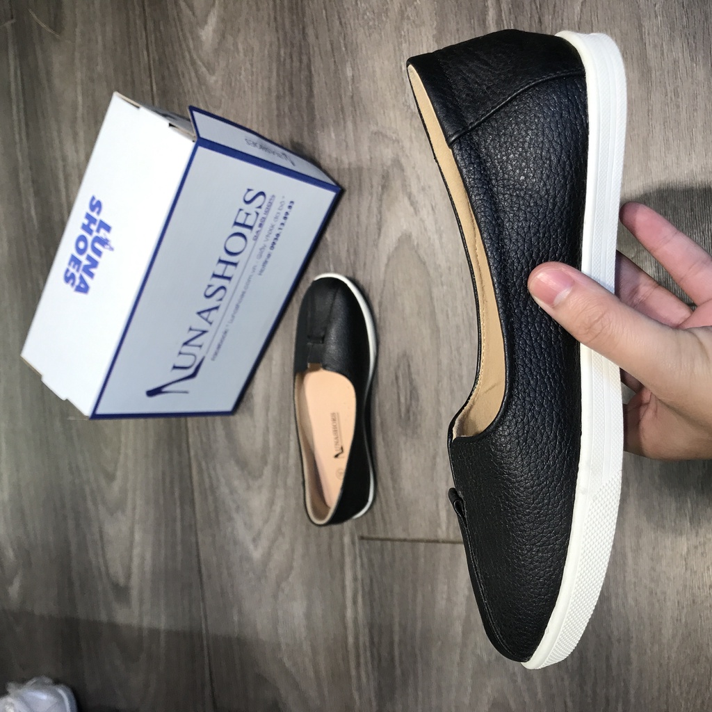 Giày Slip on nữ mềm Lunashoes 70302 giày lười nữ mũi tròn da thật bảo hành 2 năm 1 đổi 1 dễ đi êm chân dễ phối đồ