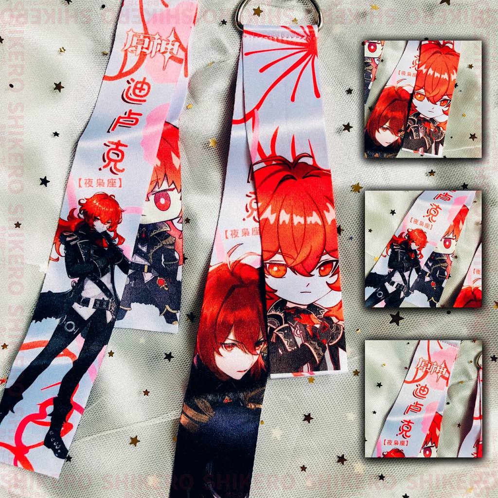 Móc khóa game Genshin Impact dây vải có kèm theo chuông