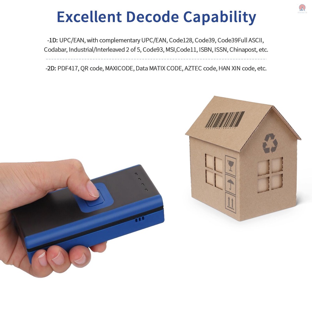 Máy Quét Mã Vạch Mini Cầm Tay 1D 2D QR 3 Trong 1 BT & 2.4G Không Dây & USB Hỗ Trợ Màn Hình Điện Thoại Android iOS