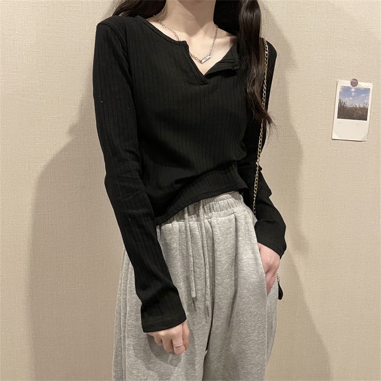 Áo thun COZOKC tay dài dáng ôm màu trơn thời trang