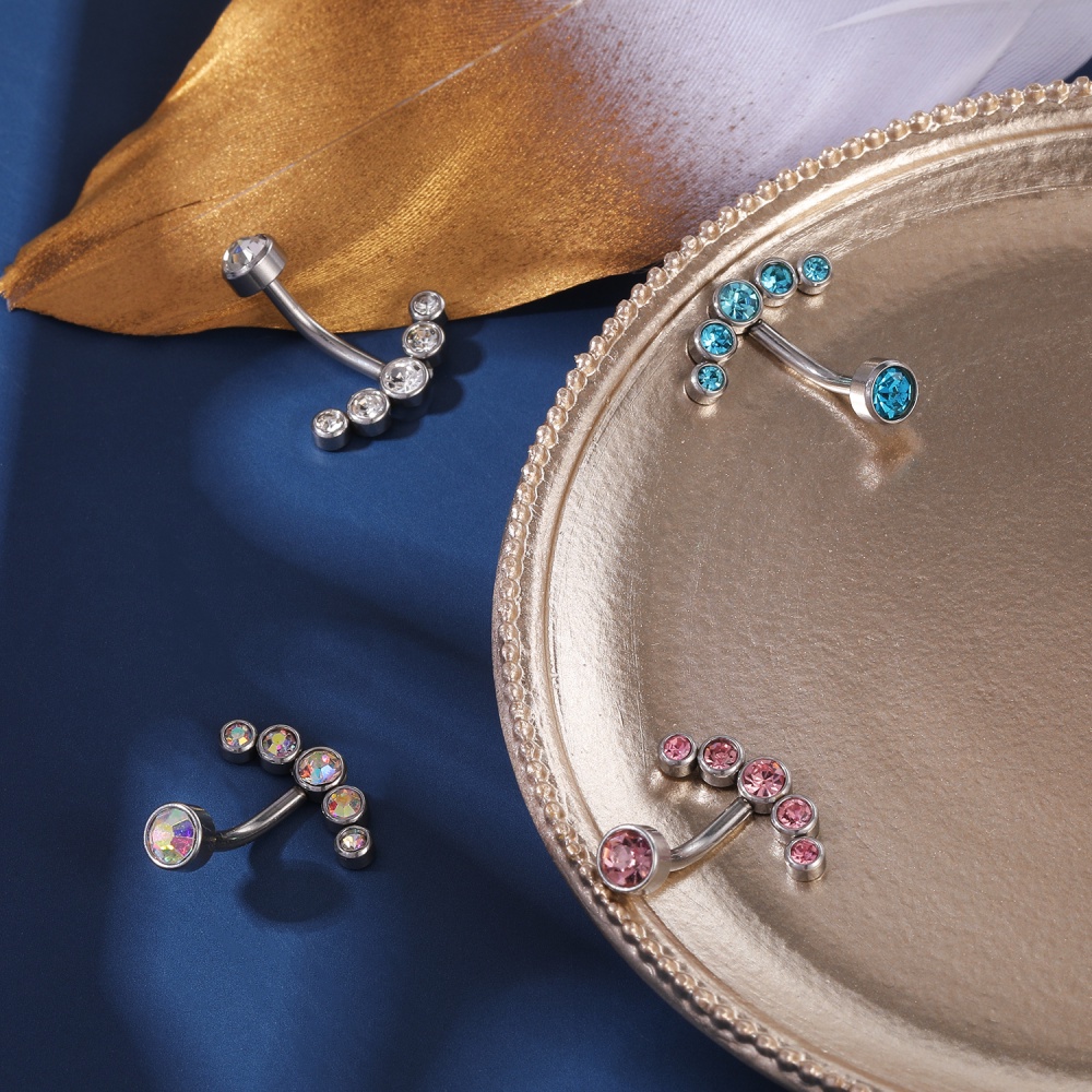Khuyên rốn bằng thép không gỉ đính đá 4 màu với 11 kiểu tùy chọn hợp thời trang