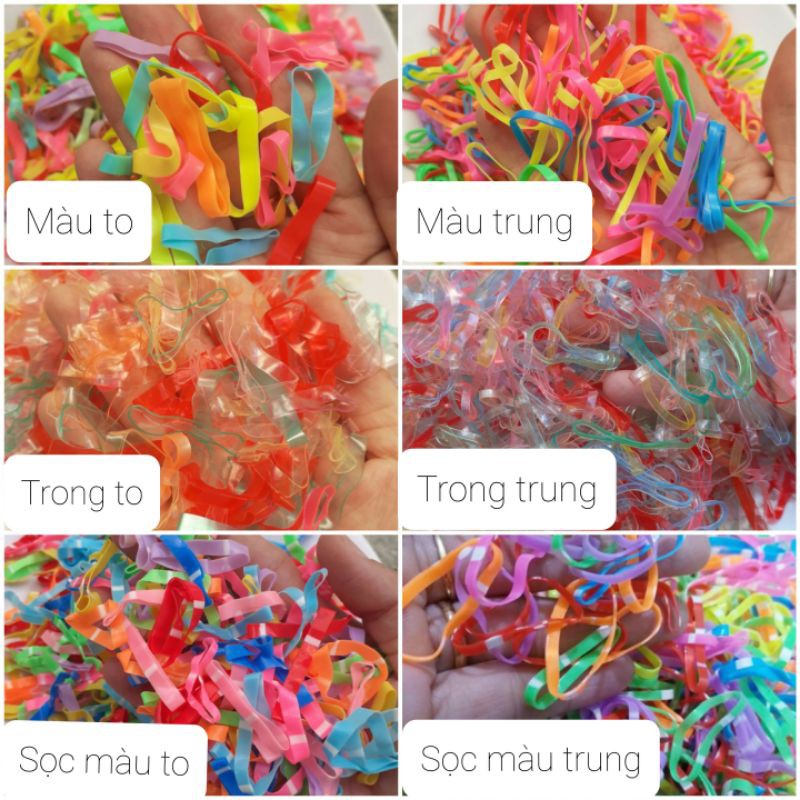 0.5kg thun cột tóc màu/trong/sọc màu (được chọn màu/chọn size)