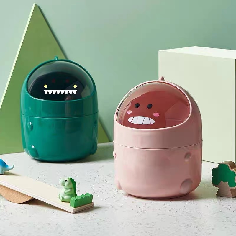 Thùng Rác Mini Để Bàn Nắp Lật Hình Monster Chăt Liệu Nhựa Dễ Dàng Tháo Lắp