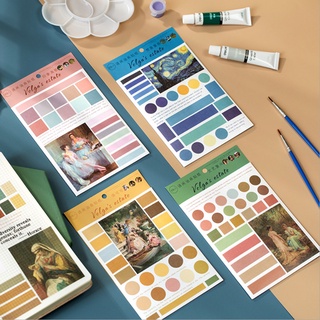 Set 6 tấm sticker mẫu các bức tranh nổi tiếng và chấm tròn