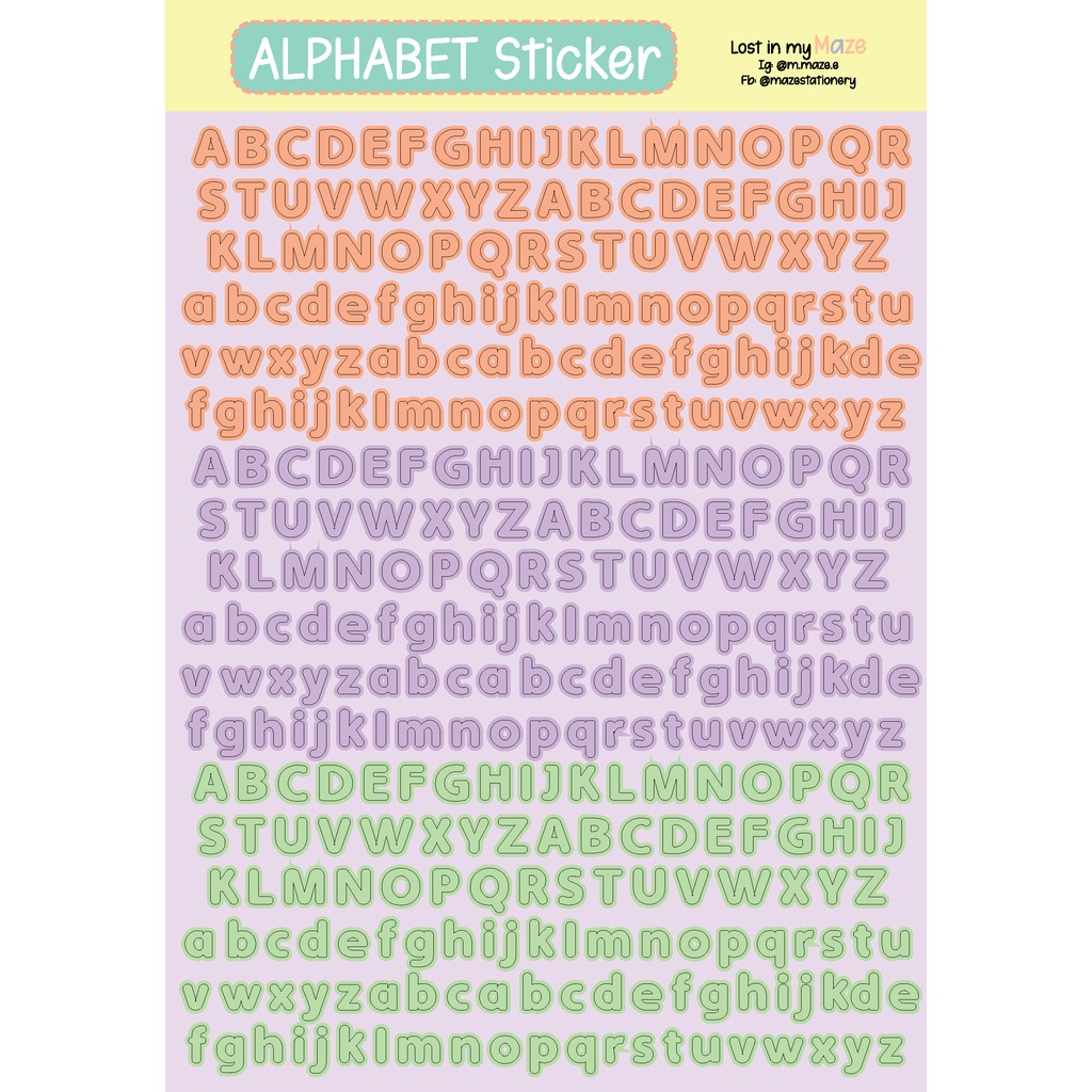 ALPHABET STICKER|Design by MAZE - A5 Alphabet Sticker - Trang trí sổ planner toploader kpop.