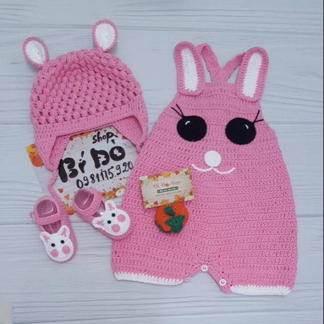 Set yếm Thỏ - Đồ len handmade cho bé!