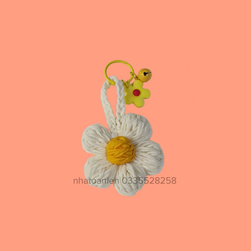 MÓC KHÓA HOA LEN PHỒNG TO SIZE 8CM ĐƯỢC CHỌN MÀU