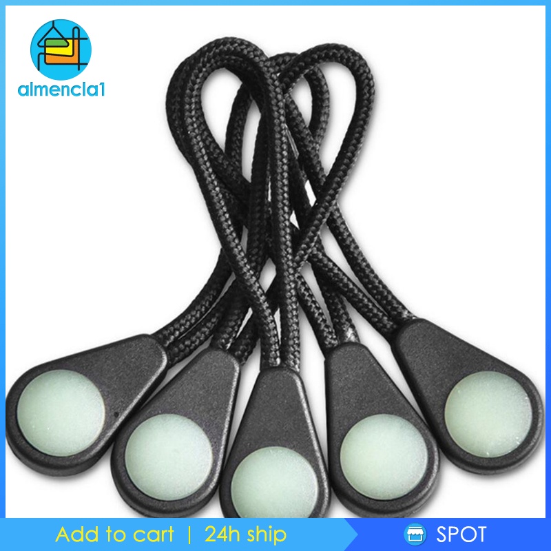 10Pcs Self Luminous Zipper Pull Zipper Heads Rope for Outdoor Luggage Purse