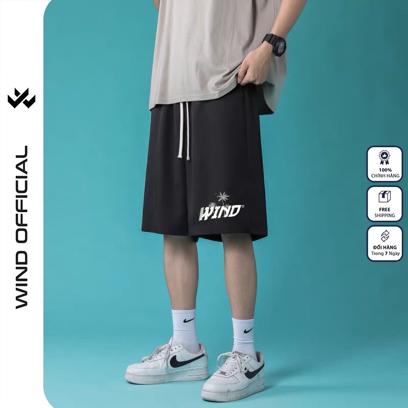 Quần short thun nam nữ WIND unisex ống rộng SUMMER đùi lửng ngố thời trang mặc nhà