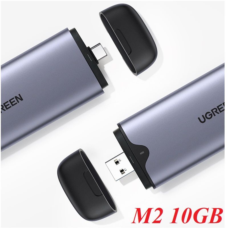 Ugreen 70532 M.2 M-Key 10G ra USB type C + USB-A hộp ổ cứng CM298