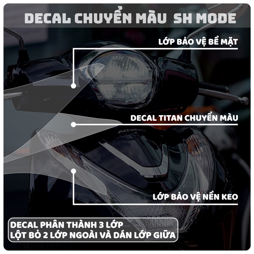Miếng dán DECAL SH mode chuyển màu chóa đèn DEMI & XI NHAN honda SH mode