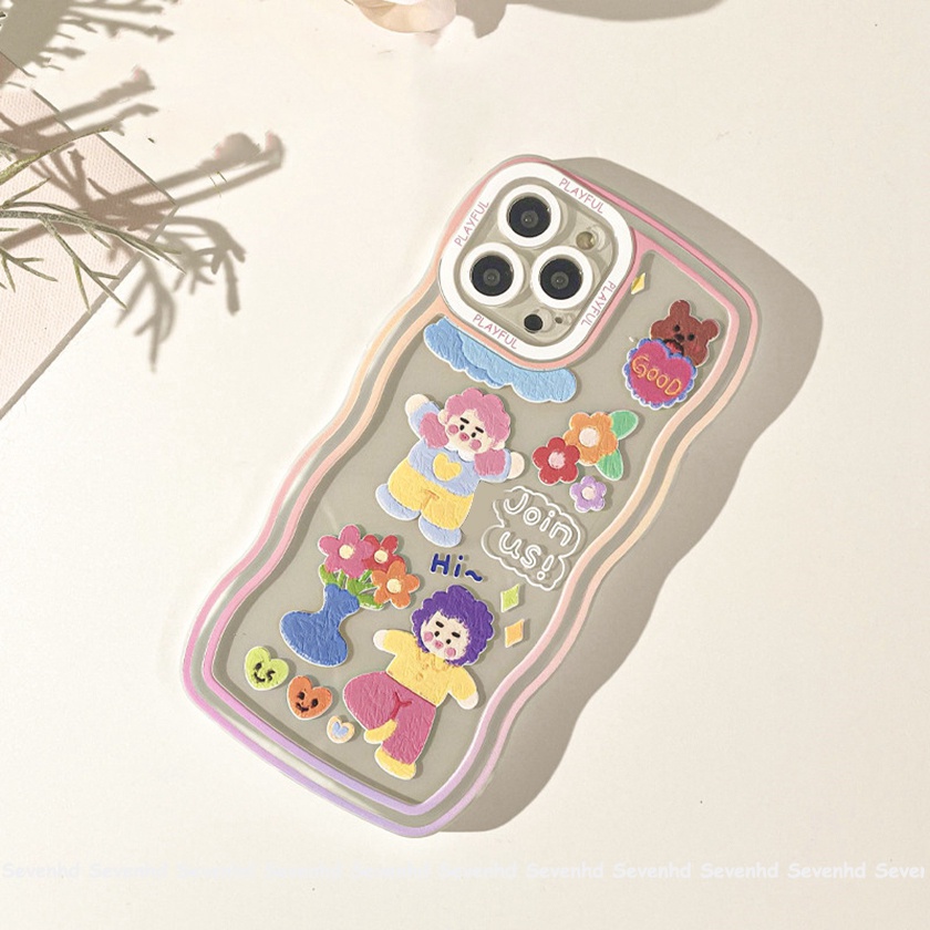 Ốp Điện Thoại Mềm Họa Tiết Nhân Vật Hoạt Hình Vẽ Nguệch Ngoạc Cho iPhone 13 12 11 Pro Max Xs Max Xr X 7 8 6 6s