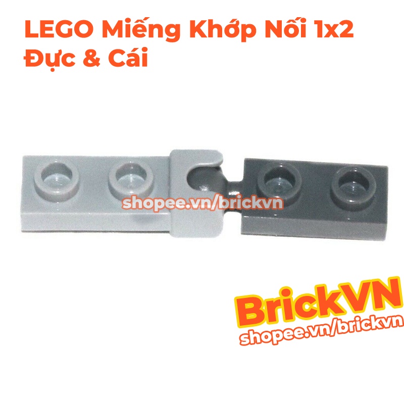LEGO Khớp Nối Dọc 1x2 Với Đầu Móc Kéo / Ổ bi  và Đầu Hốc Cầu , Xám Đậm - Nhạt