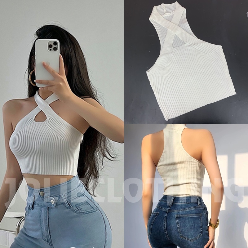 Áo kiểu nữ không tay, áo croptop ôm sexy chất thun len siêu co giãn, nhiều màu