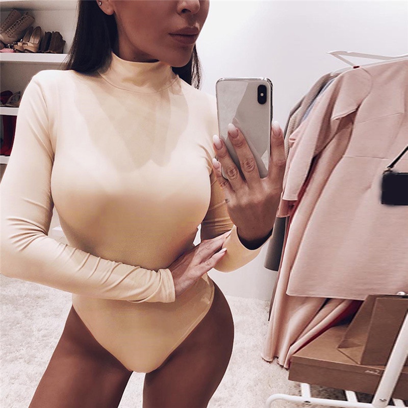 Bodysuit Tay Dài Cổ Chữ O Quyến Rũ Thời Trang Cho Nữ
