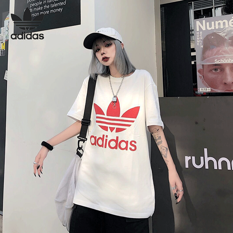 Bộ Đồ Thể Thao Adidas 100% Cotton Ngắn Tay Cổ Tròn Thời Trang Mùa Hè Dành Cho Nữ Và Nam