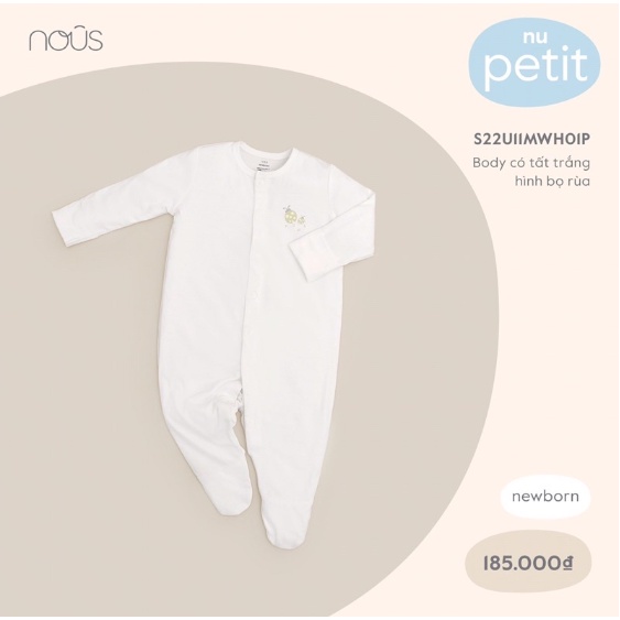 Bộ body có tất sơ sinh, chất liệu pertty