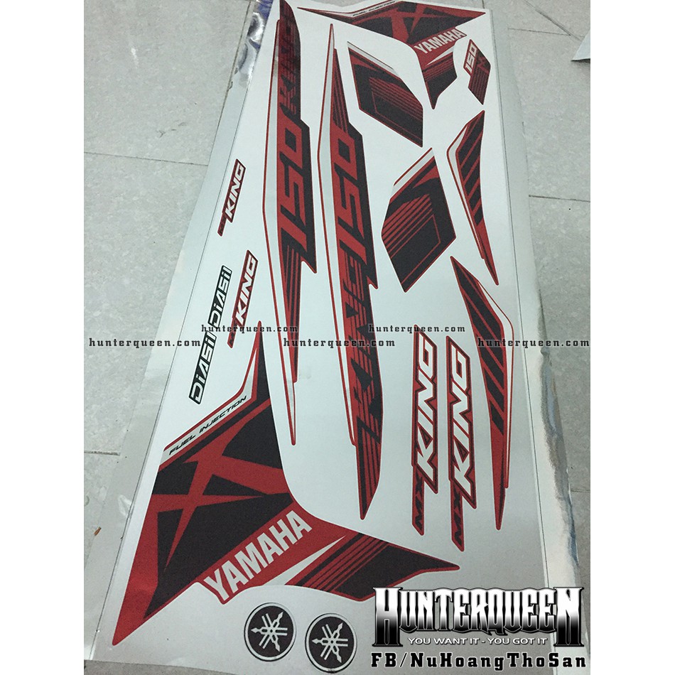 Tem Exciter 150. Tem rời MX King đỏ sọc đơn giản, chất liệu CANDY, dán xe đỏ. Xe màu khác vui lòng inbox