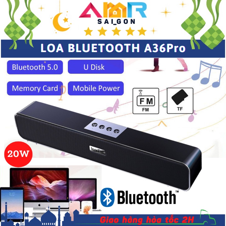 Loa Bluetooth A36 Pro - Cao Cấp Bass Cực Mạnh , Âm Thanh Vòm , Dung Lương Pin Khủng -Bảo Hành 1 Năm