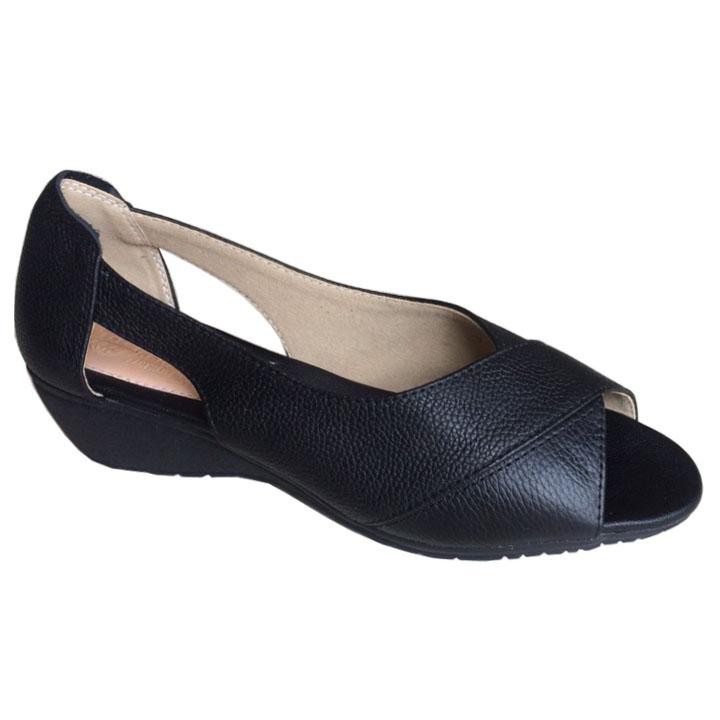 Giày đế xuồng nữ da bò hở mũi cao cấp THDXN0114