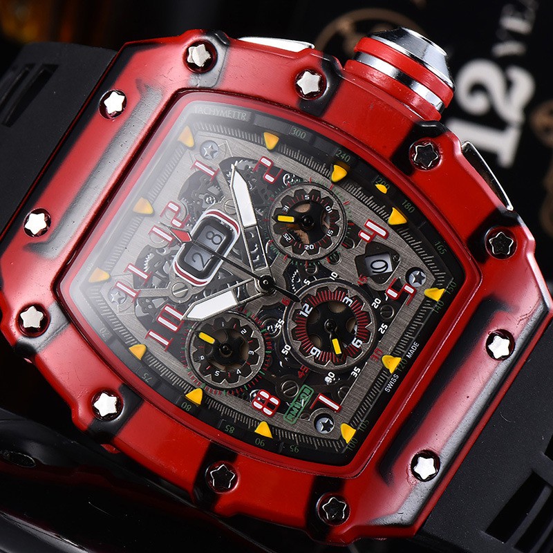 Đồng hồ Nam RM1103 Vỏ Sơn màu carbon Chronograph hoạt động Full Kim.