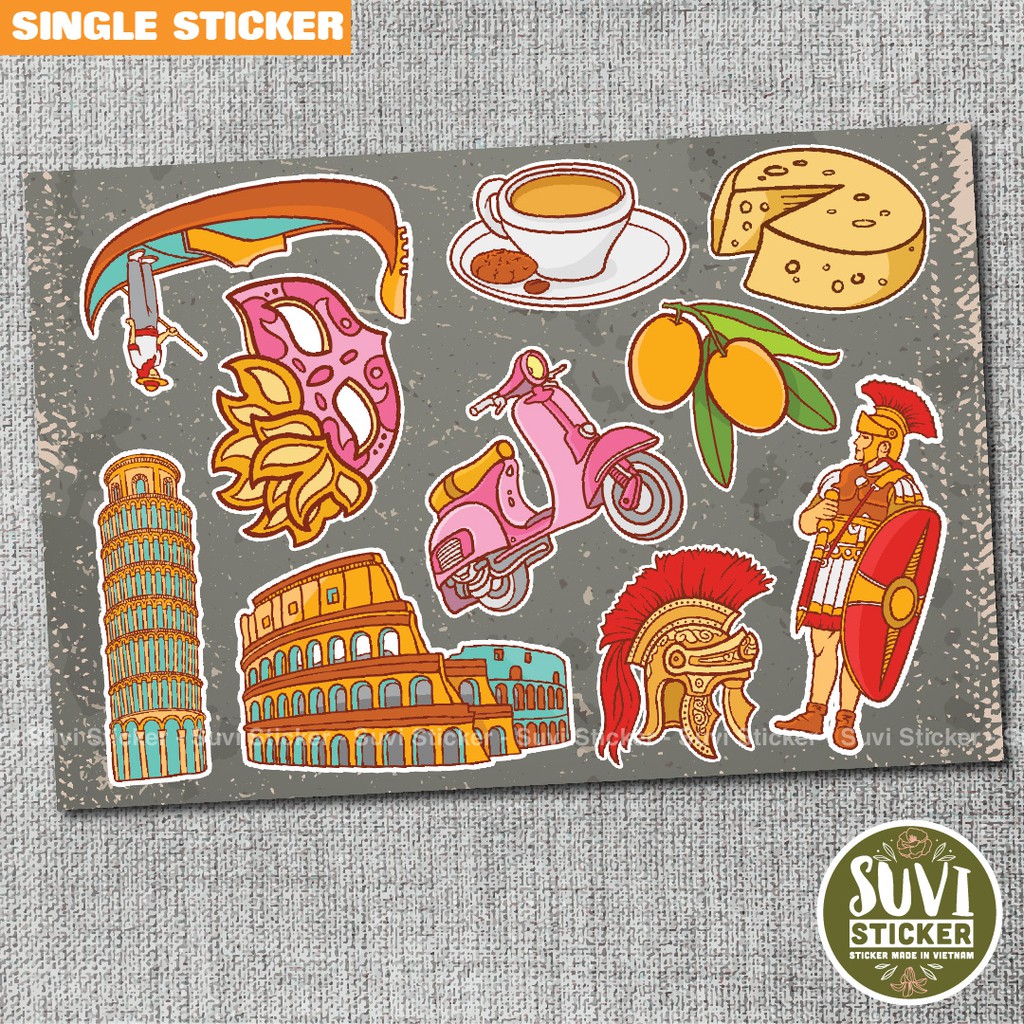 Single Sticker - Hình dán Travel chống nước sticker dán laptop, điện thoại, đàn guitar, mũ bảo hiểm, vali. SG27