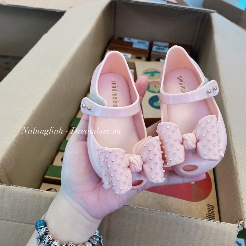 Giày thơm Mini Melissa Nơ chấm hồng cho bé gái