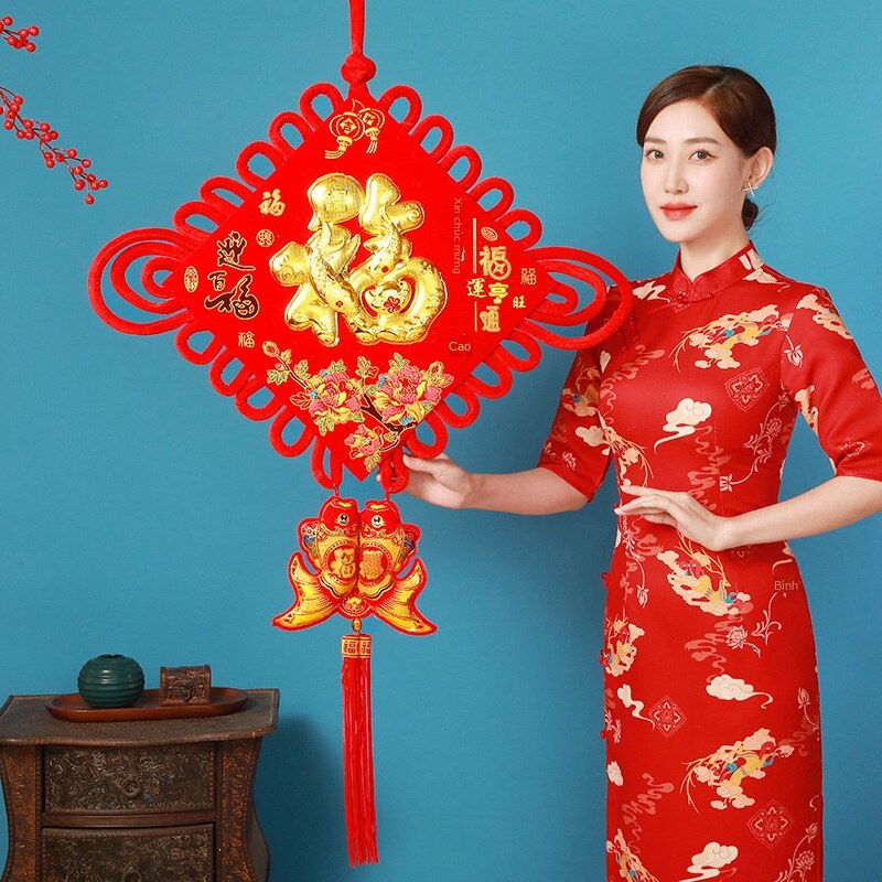 2022Nút Thắt May Mắn Năm Mới，Phòng Khách Mẫu Mới Lớn Chữ Fu Chữ Đỏ Nút Thắt Trung Quốc，Đồ Treo Năm Mới，Đồ Dùng Lễ Hội Mùa Xuân，Đồ Trang Trí Năm Mới，Bán Buôn Các Nhà Sản Xuất Nút Thắt Trung Quốc,Cặp Đôi，Cá Treo Phúc Đỏ Ba Chiều