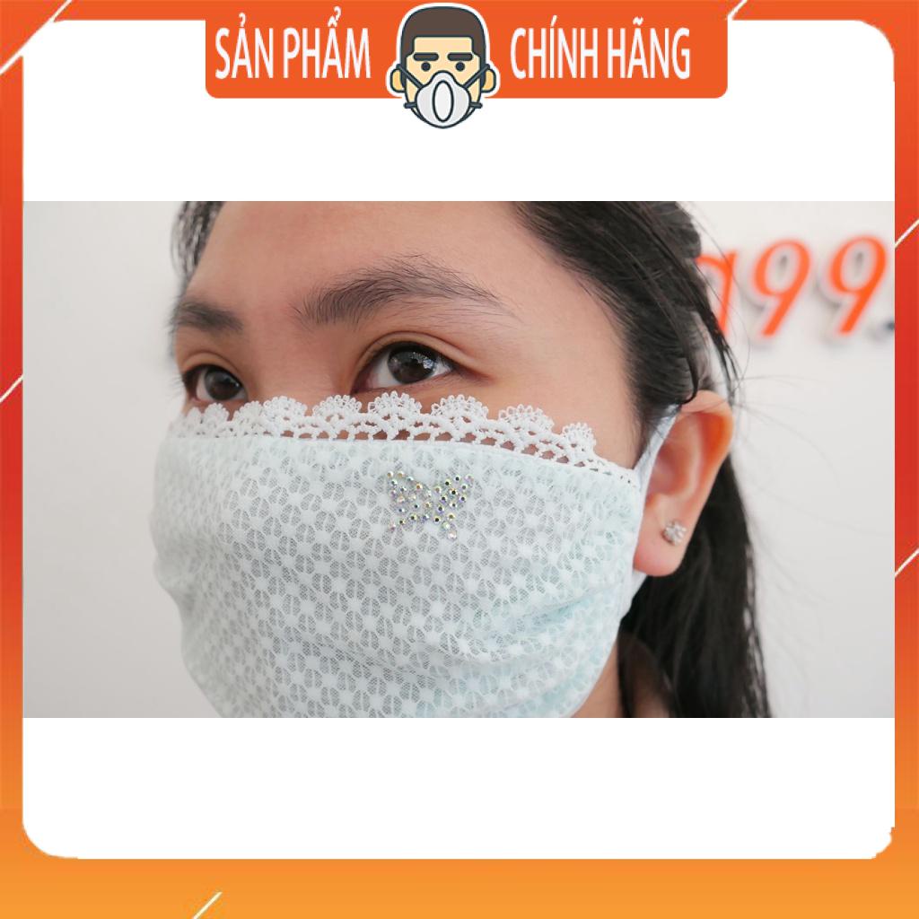 Khẩu trang vải lưới có hoa văn thiết kế độc lạ thời trang phụ nữ