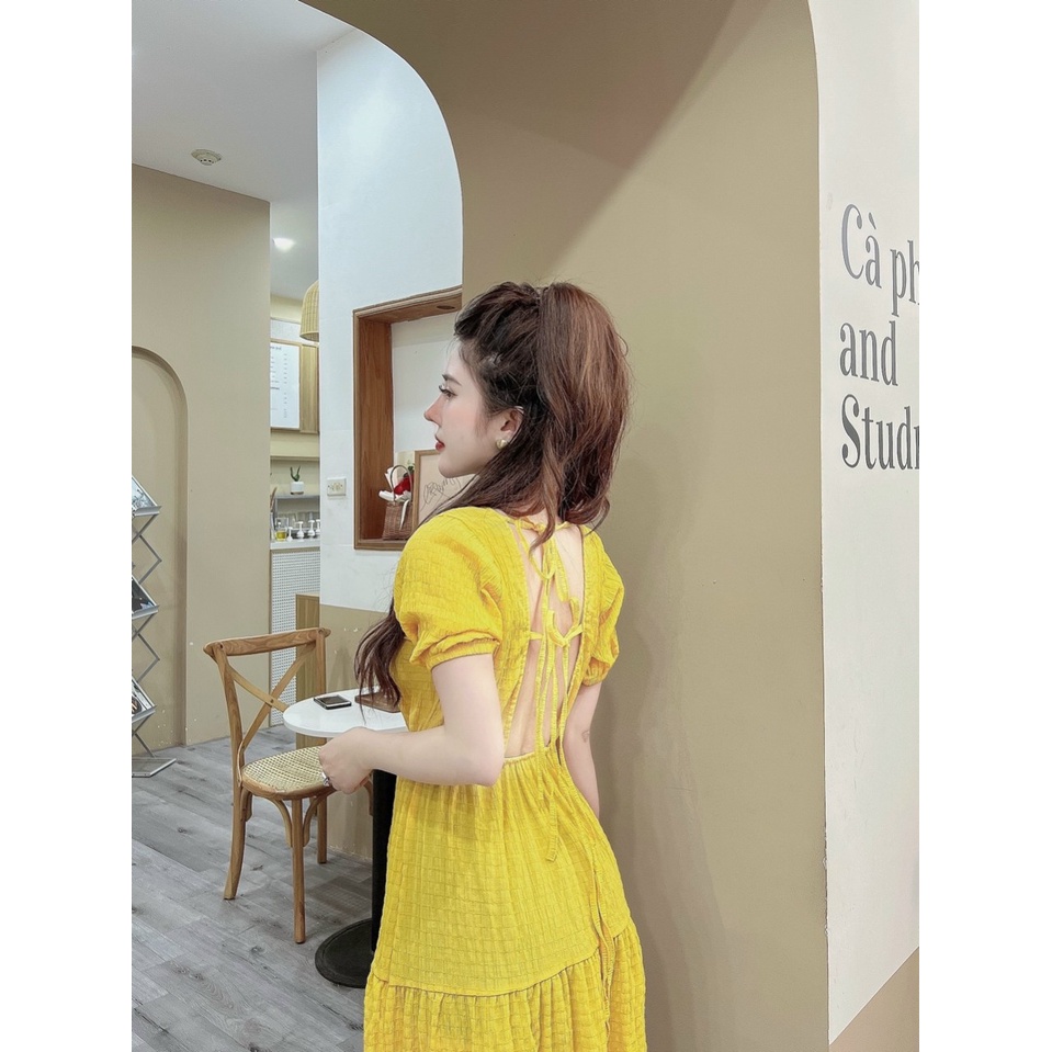Váy xốp siêu xinh đầm dáng suông rộng maxi chít eo xòe mát mẻ tưới trẻ -Minxy shop