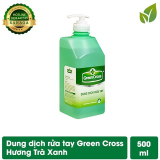 Rửa Tay Khô 💕HÀNG CHÍNH HÃNG💕 Nước rửa tay khô GREEN CROSS chai 500ml - Hương Trà Xanh | Sanaga