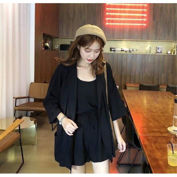 SET VEST 3 MÓN GỒM ÁO 2 DÂY + ÁO KHOÁC VEST + QUẦN GIẢ VÁYi | BigBuy360 - bigbuy360.vn