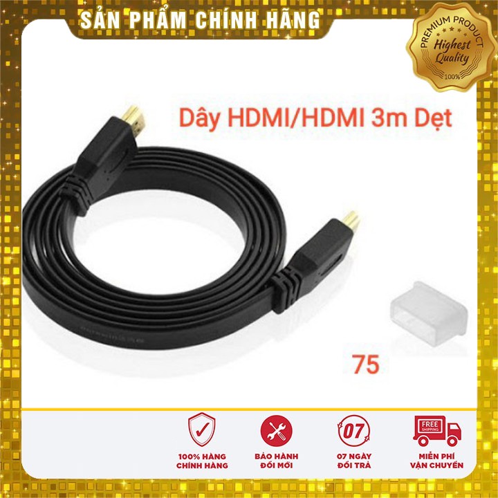 Cáp HDMI chính hãng (Xả Kho) CÁP HDMI 3M DẸT ĐEN ĐẢM BẢO CHẤT LƯỢNG.DHD4