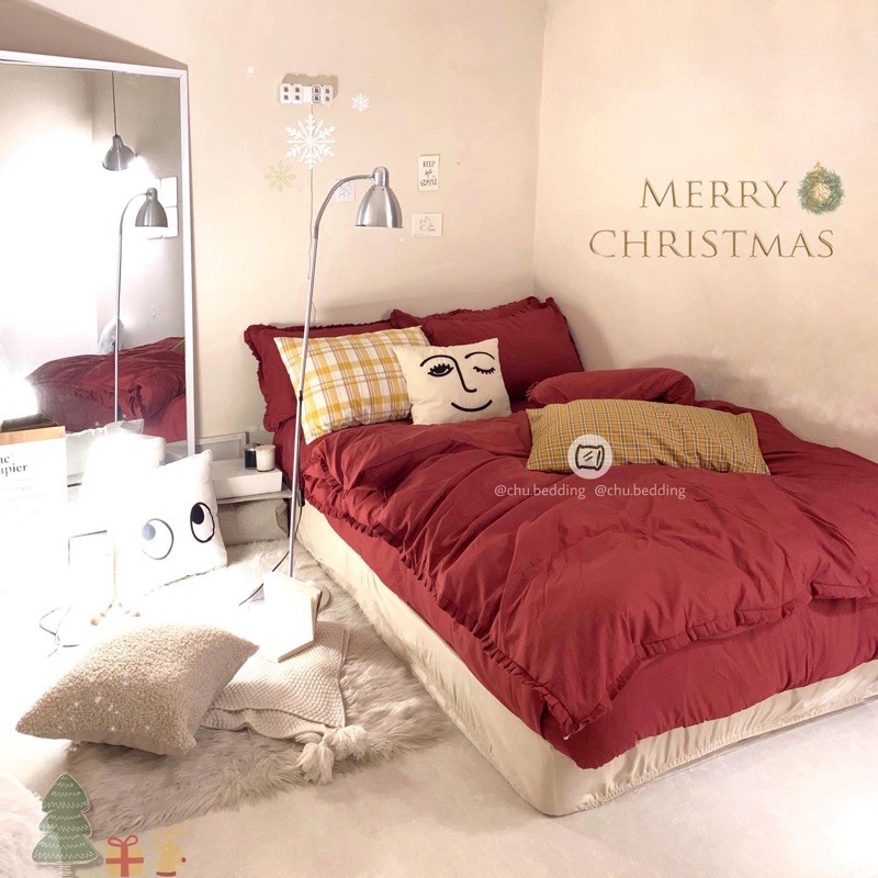 [HÀNG CÓ SĂN] Bộ chăn ga gối full 17 MÀU CHẤT LIỆU COTTON ĐŨI VIỀN BÈO | BigBuy360 - bigbuy360.vn