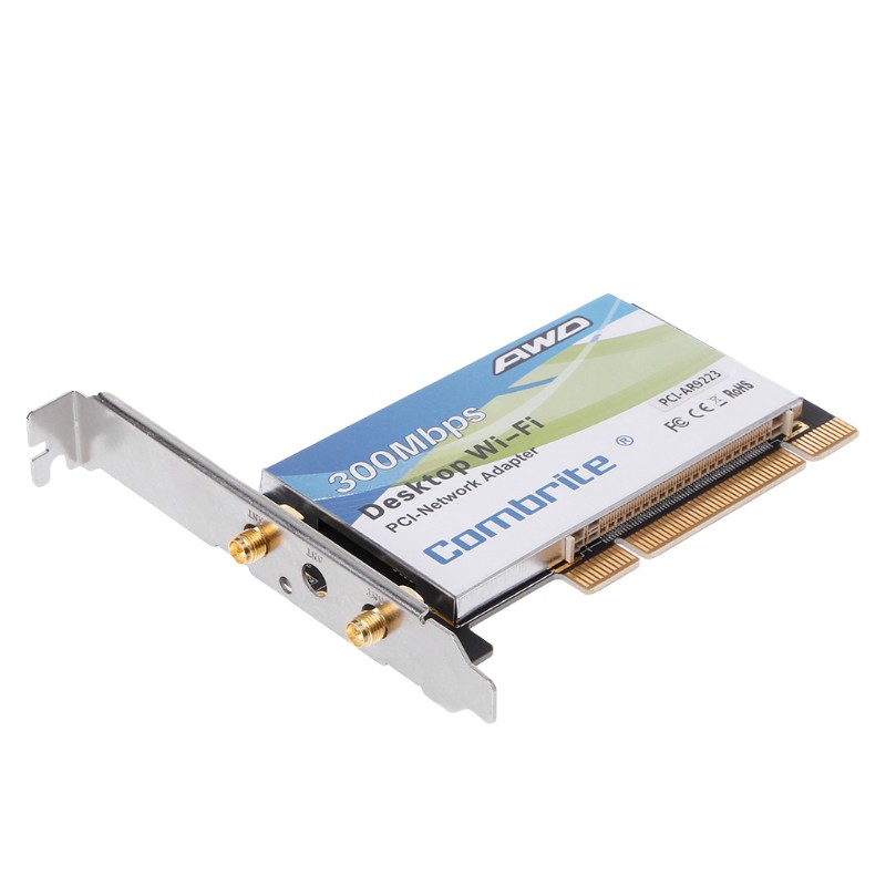 Card Wifi Không Dây Ar9223 Pci 300m 802.11b / G / N Cho Desktop Laptop 6db