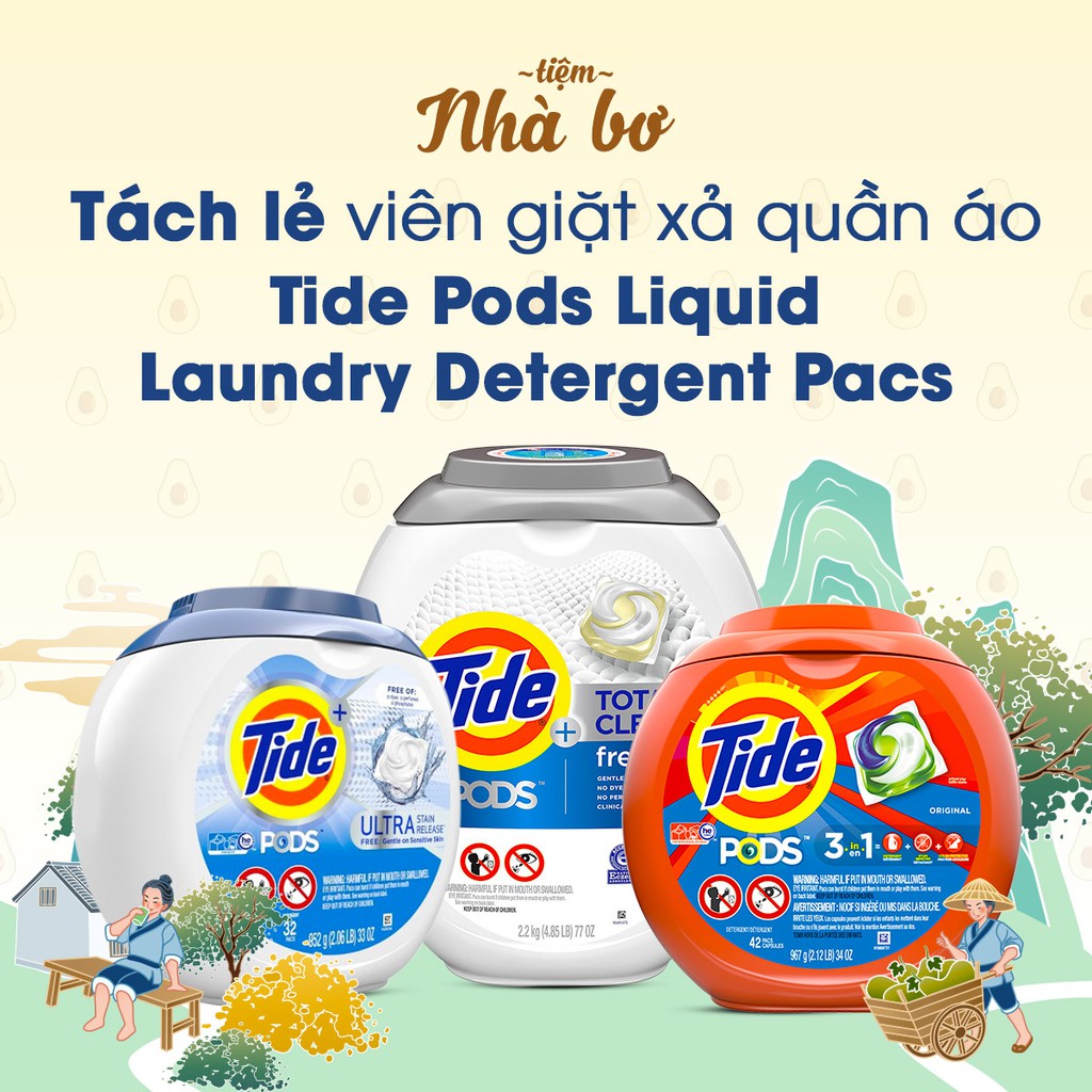 Viên giặt xả quần áo Tide Pods Hàng USA