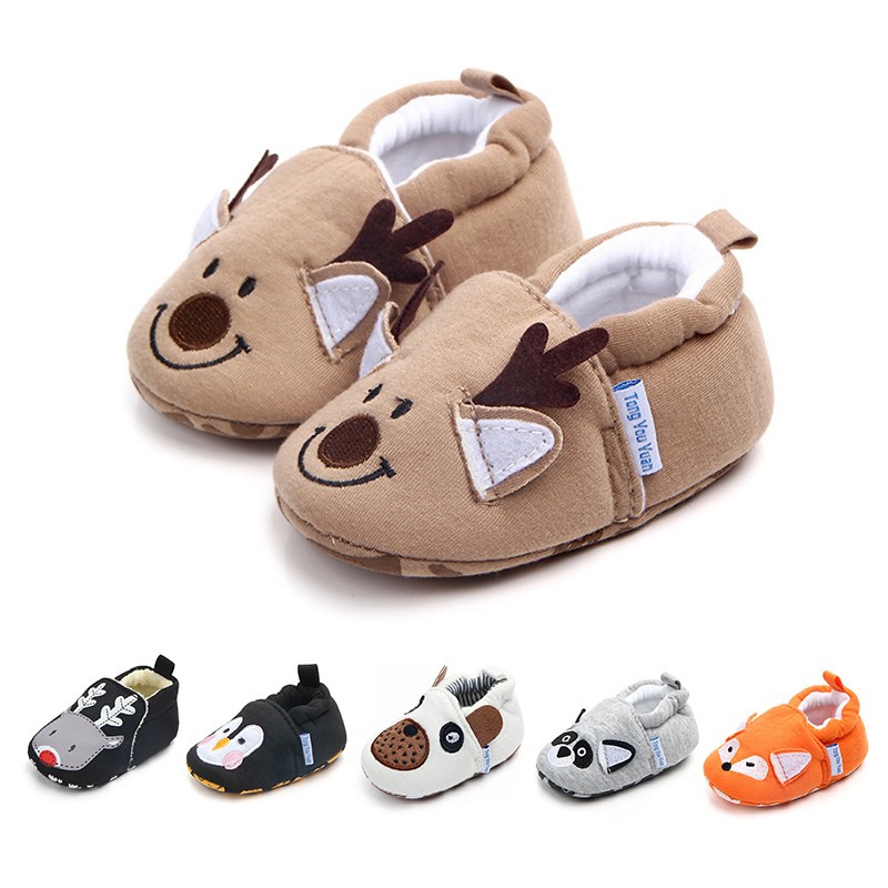 0-18 Months giày búp bê Giày vải cotton hình động vật cho bé Cartoon Boys Girls First Walker Shoes