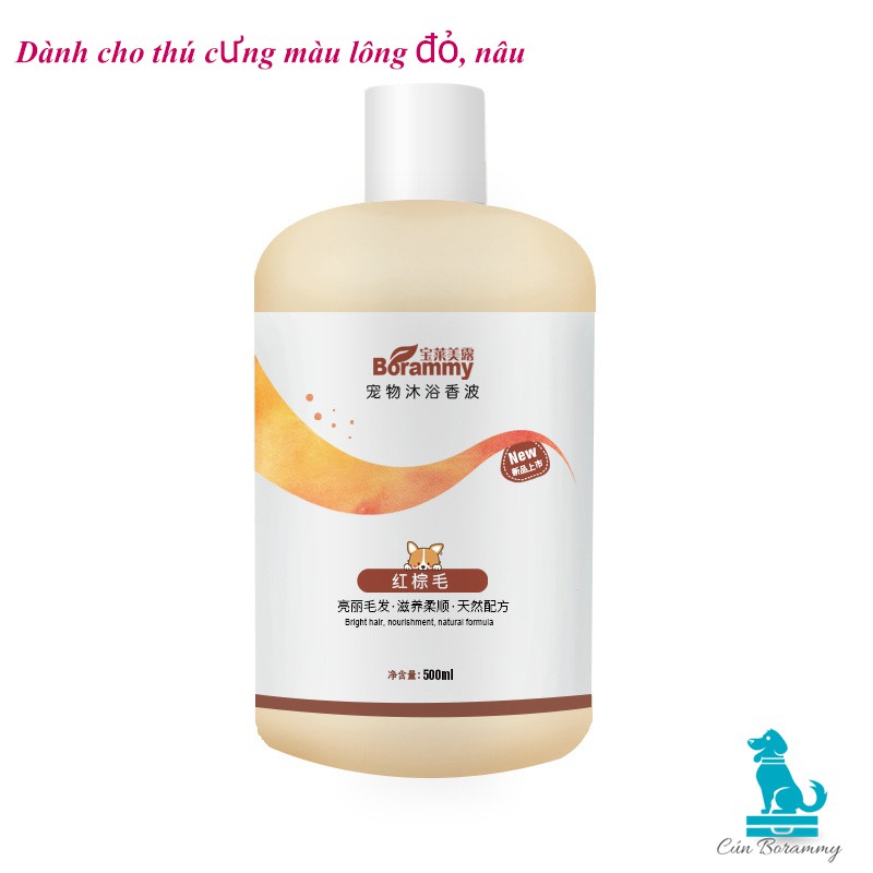 Sữa tắm cho chó mèo BORAMMY dưỡng chất hoa hồng nuôi dưỡng lông loại 500ml  (trợ giá găng tay tắm)