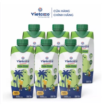1 Thùng (12 Hộp) Sữa dừa Vietcoco 330ml (Nguyên chất, Organic, Socola Date mới)