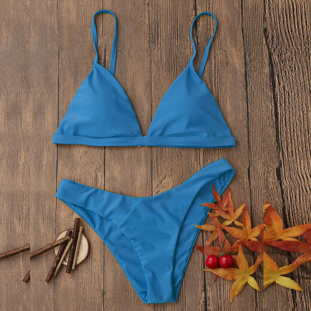 Bộ đồ bơi 2 mảnh màu trơn kèm mút nâng ngực thiết kế tiện lợi | BigBuy360 - bigbuy360.vn